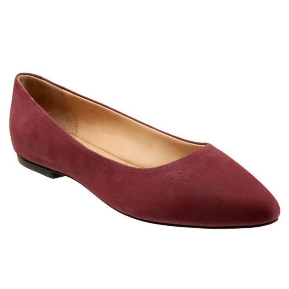 Trotters Women's Estee Leather Suede Flats Dark Cherry nubuck Size 9.5 Medium